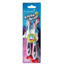 Brush-Baby зубна щітка FlossBrush (3-6 років) Ракета, на ніжці-липучці (подвійна упаковка)