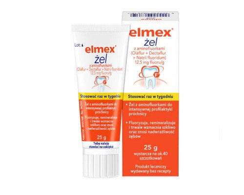 Elmex 12,5 мг фтору/г, гель для інтенсивної профілактики карієсу, 25г. Elmex 12,5 мг фтору/г, гель для інтенсивної профілактики карієсу, 25г.