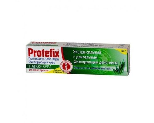 Protefix® Фіксуючий крем для фіксації знімних зубних протезів Алое Вера, 47г Protefix® Фіксуючий крем для фіксації знімних зубних протезів Алое Вера, 47г