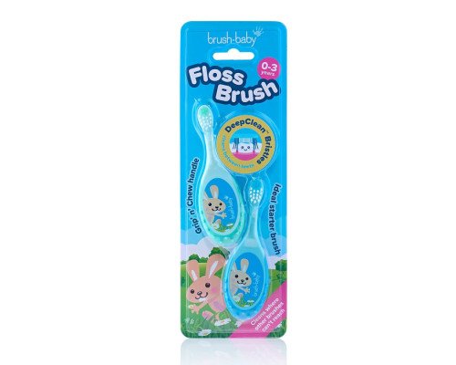 Brush-Baby FlossBrush 0-3 років зубна щітка блакитна/м'ятна, 2шт Brush-Baby FlossBrush 0-3 років зубна щітка блакитна/м'ятна, 2шт