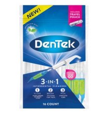 DenTek Мізубні очищувачі 3 в 1 з покращеним фторидним покриттям, 16шт