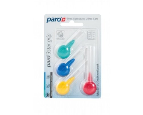 paro 3star grip Міжзубні щітки, набір зразків, 4 різних розмірів, 4 шт. paro 3star grip Міжзубні щітки, набір зразків, 4 різних розмірів, 4 шт.