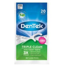 DenTek Floss Picks Потрійне очищення, 20шт