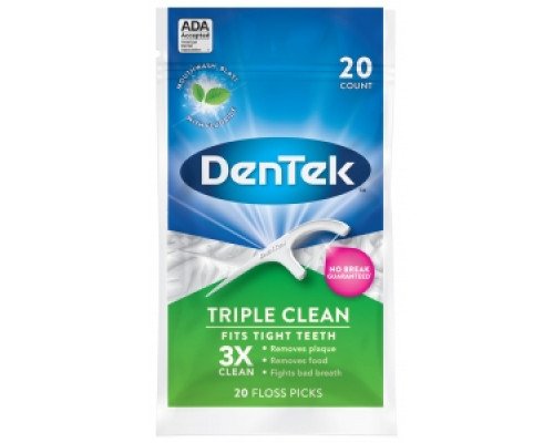 DenTek Floss Picks Потрійне очищення, 20шт