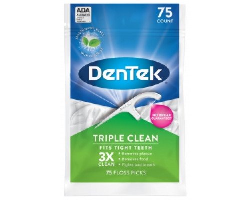 DenTek Floss Picks Потрійне очищення, 75шт DenTek Floss Picks Потрійне очищення, 75шт