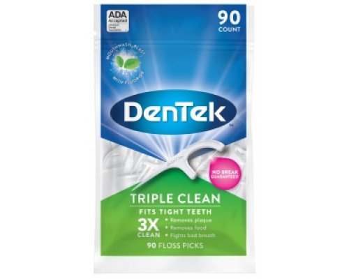 DenTek Floss Picks Потрійне очищення, 90шт DenTek Floss Picks Потрійне очищення, 90шт